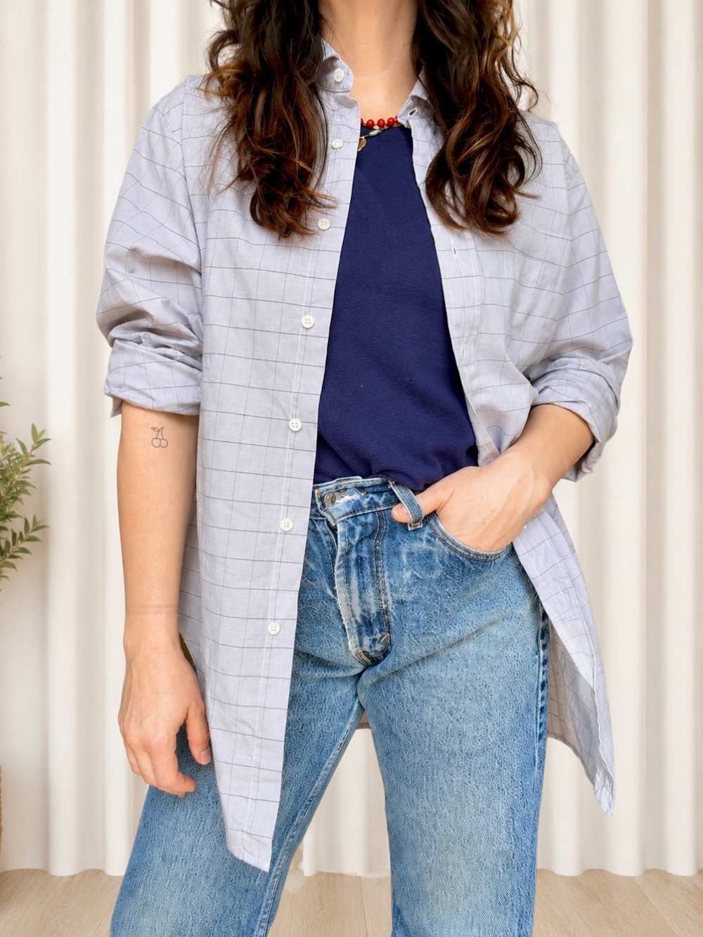 Polo Ralph Lauren Gray Blue Windowpane Button-Up